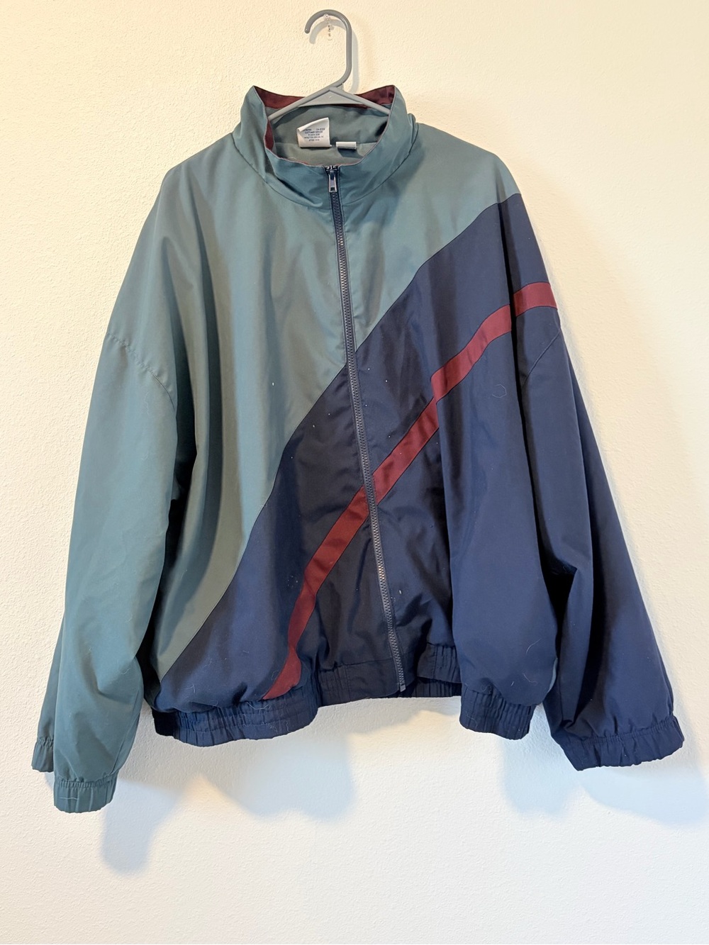 Vintage 90s Champion Colorblock Windbreaker Track Jacket Men XXL Green Navy